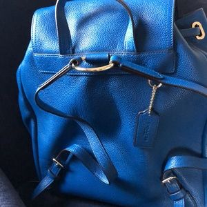 Coach large denim blue backpack